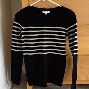 Madewell Black and White Striped Wool Sweater